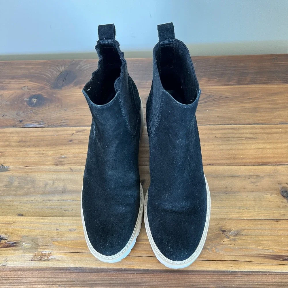 Dolce Vita‎ Haddie Black Suede Leather Chelsea Boots Size 8.5 Chunky Lug Sole